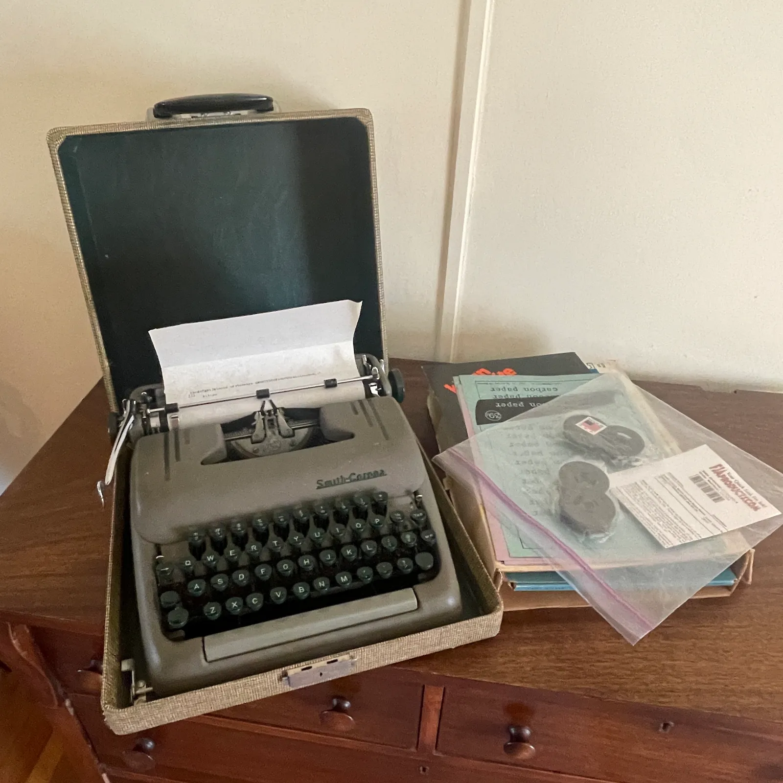 1950s Smith-Corona Portable Manual Typewriter with Case - Sterling Silver, Stones & Seattle History Estate Auction and 0% buyers premium! | Ocean Bid Auction