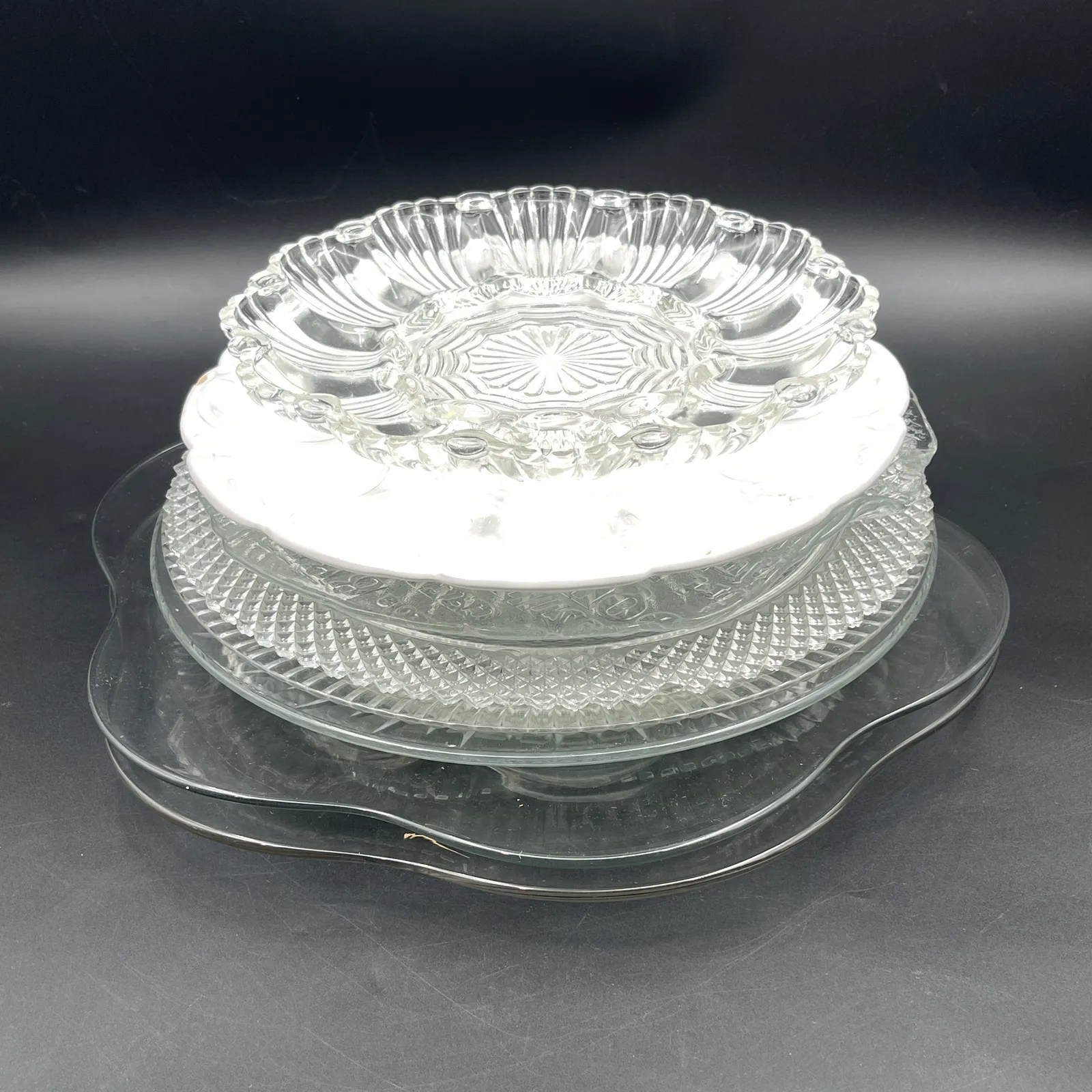 Vintage Glass Serving Lot – Indiana Glass, Deviled Egg Plates & Platters - Sterling Silver, Stones & Seattle History Estate Auction and 0% buyers premium! | Ocean Bid Auction