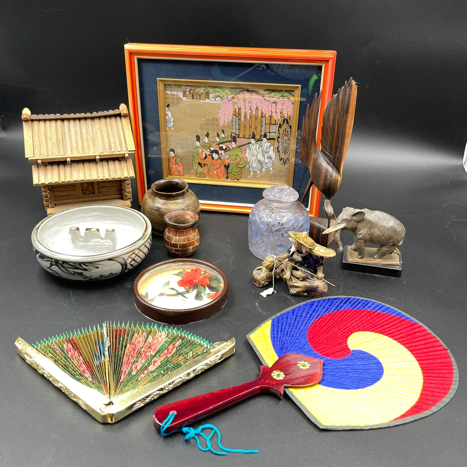 Asian Decorative Arts Lot – P. Colignon France Glass, Korean Fan & Japanese Decor - Sterling Silver, Stones & Seattle History Estate Auction and 0% buyers premium! | Ocean Bid Auction