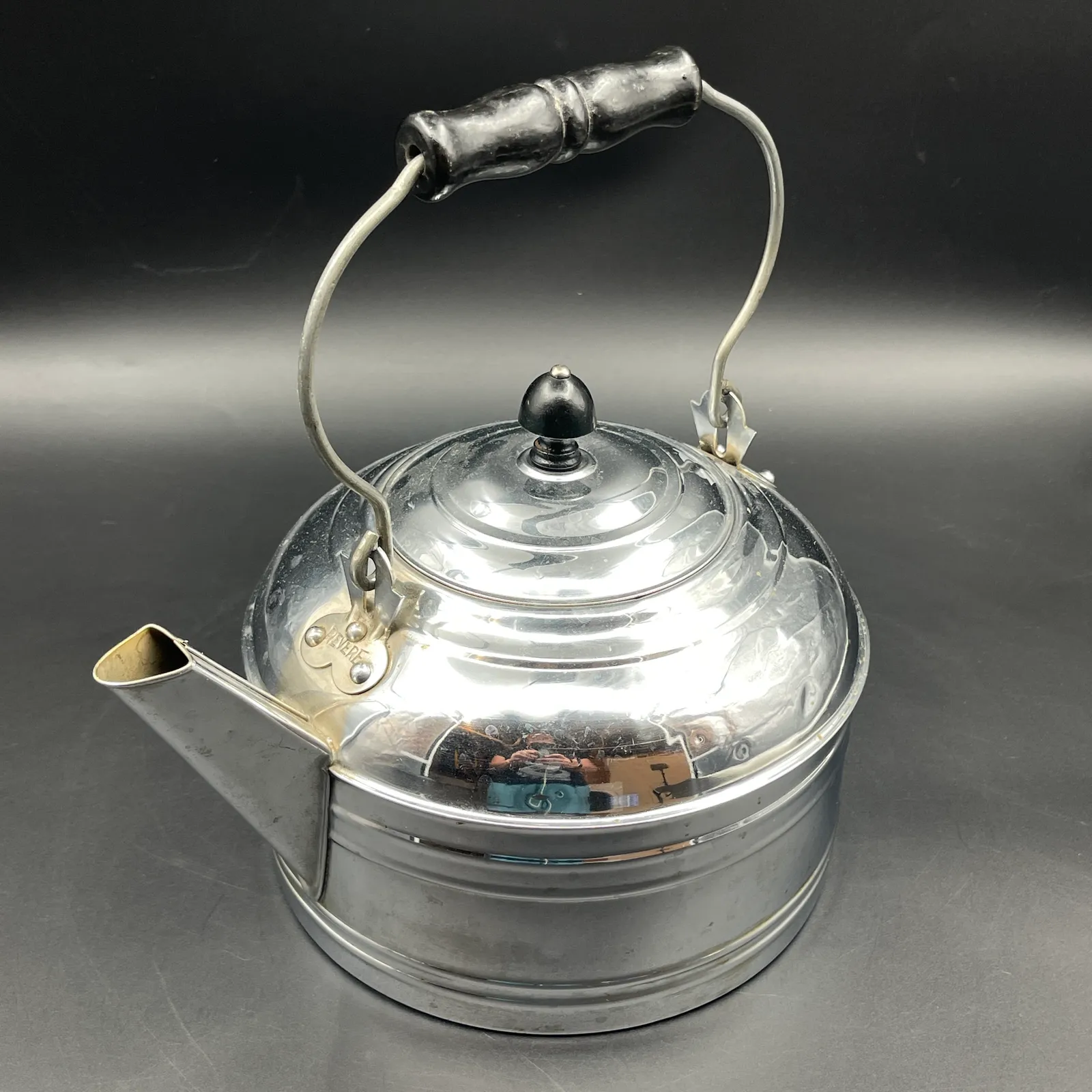 Vintage Revere Aluminum Tea Kettle – Wood Bail Handle - Sterling Silver, Stones & Seattle History Estate Auction and 0% buyers premium! | Ocean Bid Auction