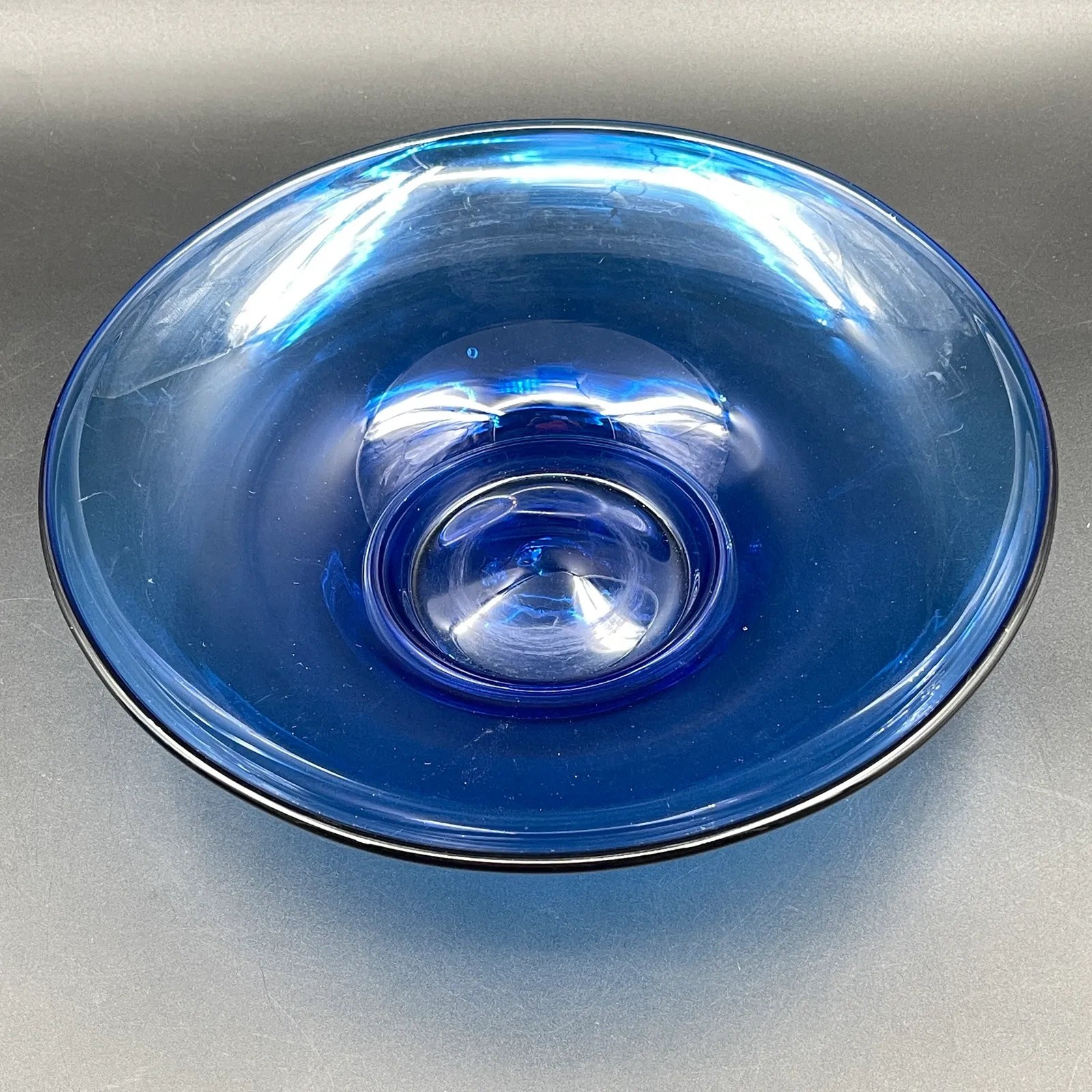 Signed Blenko Blue Art Glass Bowl – Hand-Blown Mid-Century Modern - Sterling Silver, Stones & Seattle History Estate Auction and 0% buyers premium! | Ocean Bid Auction