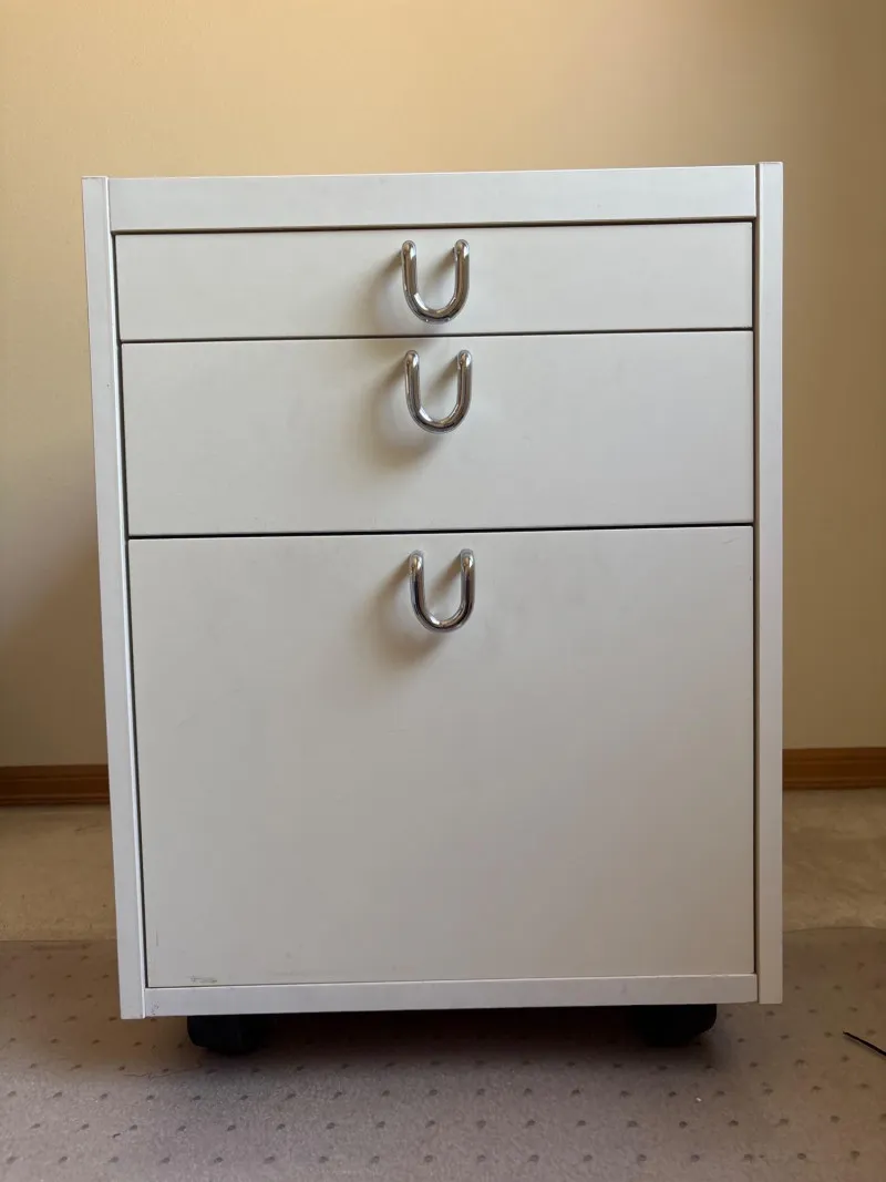 Rolling White File Cabinet Craft Storage Cart with Hanging File Rack - Newcastle Estate Collection - STERLING SILVER, GOLD TEETH, Antiques & Collectibles | Ocean Bid Auction