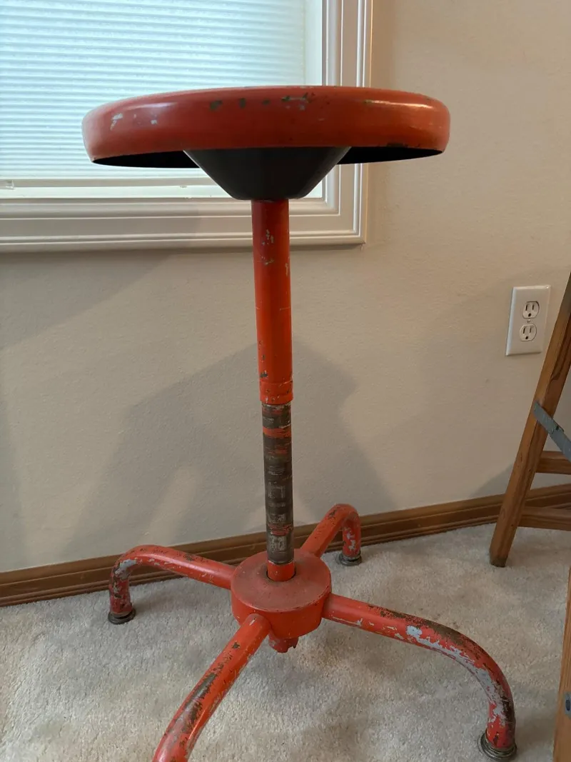 Vintage Adjustrite Industrial Stool & Wooden Step Stool Work Shop Lot - Newcastle Estate Collection - STERLING SILVER, GOLD TEETH, Antiques & Collectibles | Ocean Bid Auction