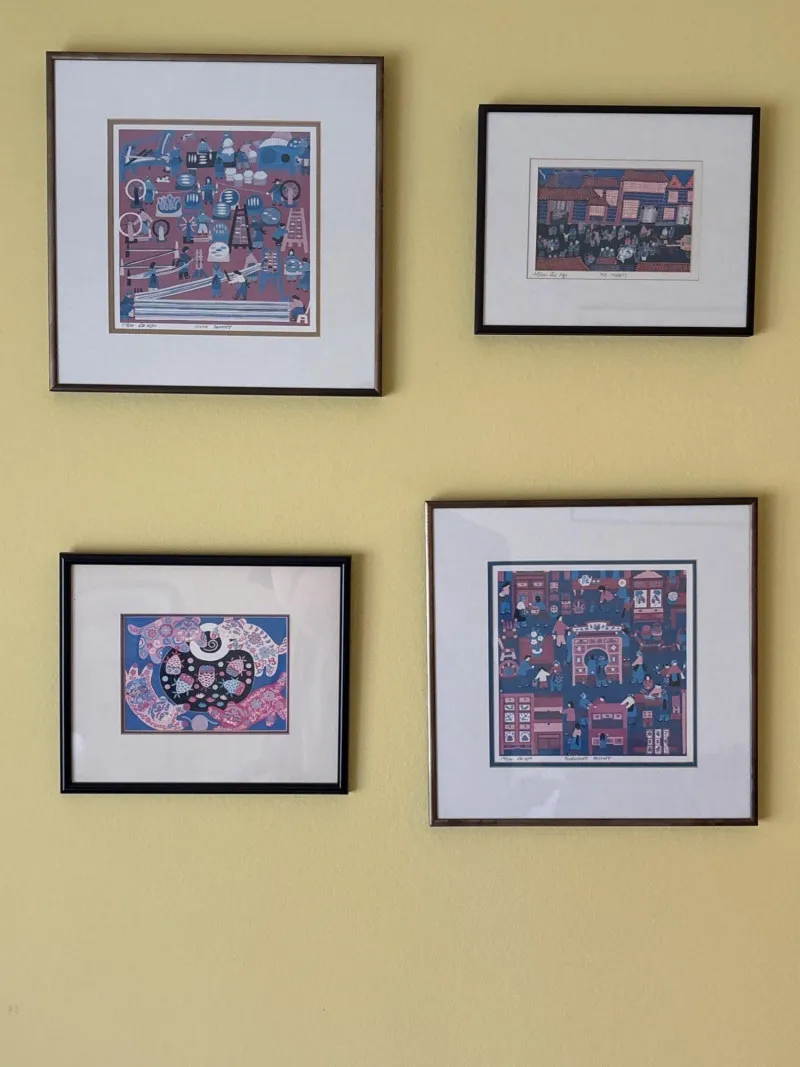 Signed Framed Folk Art Prints Lee Ngo– Set of Four - Newcastle Estate Collection - STERLING SILVER, GOLD TEETH, Antiques & Collectibles | Ocean Bid Auction