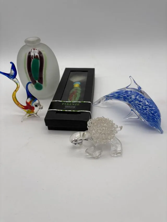 Art Glass Menagerie – Dolphin, Fish, Turtle & Murano-Style Vase - Newcastle Estate Collection - STERLING SILVER, GOLD TEETH, Antiques & Collectibles | Ocean Bid Auction