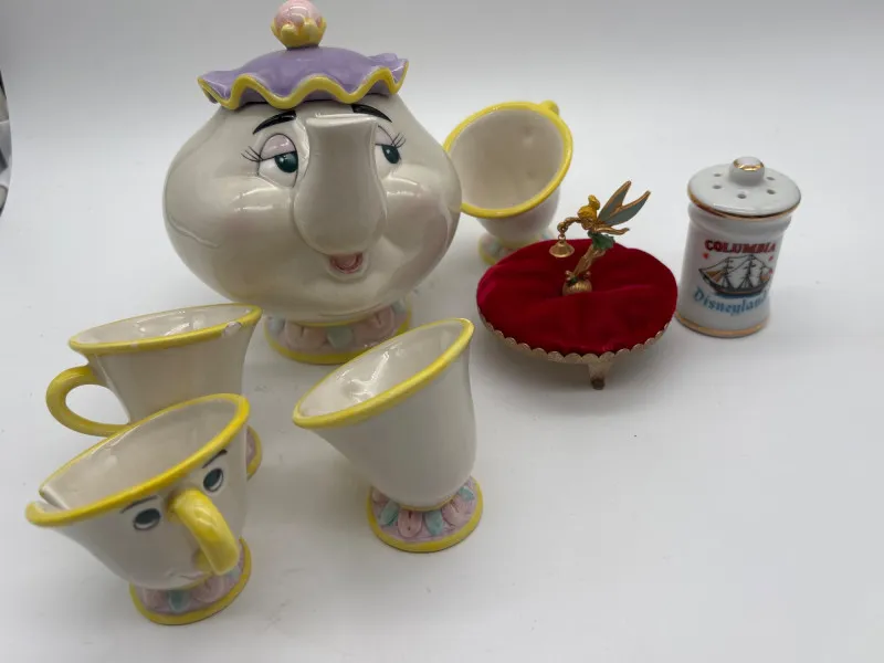 Mrs. Potts Tea Set & Disney Collectible Decor Lot - Newcastle Estate Collection - STERLING SILVER, GOLD TEETH, Antiques & Collectibles | Ocean Bid Auction
