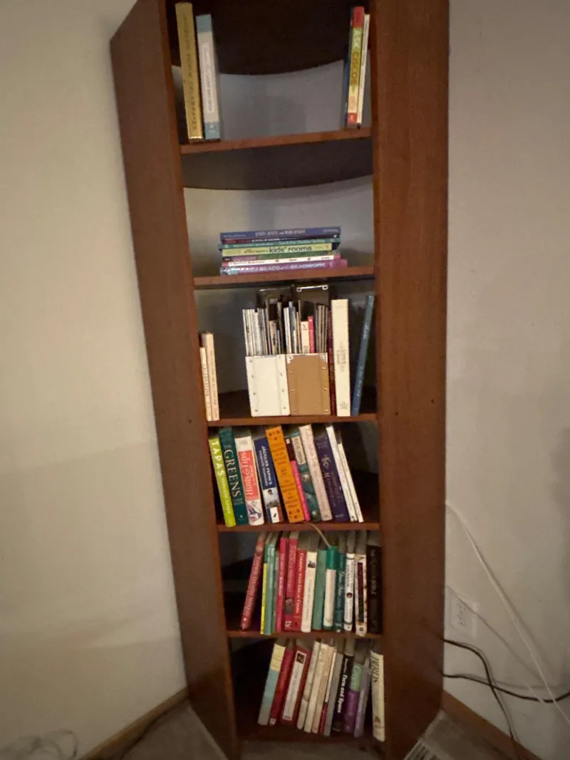 Tall Mid-Century Modern Wood Bookshelf w/ Book Collection - Newcastle Estate Collection - STERLING SILVER, GOLD TEETH, Antiques & Collectibles | Ocean Bid Auction
