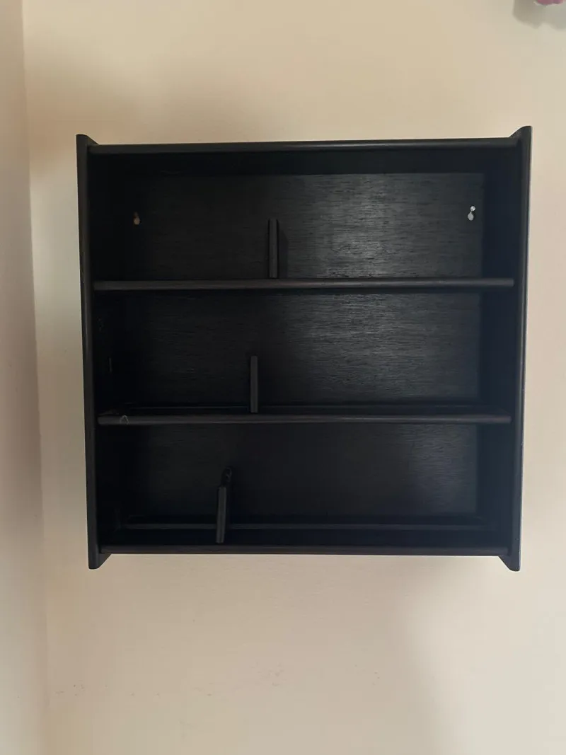 Black Wall Hanging Display Shelf Bookcase Shadow Box Organizer 3 Tier - Newcastle Estate Collection - STERLING SILVER, GOLD TEETH, Antiques & Collectibles | Ocean Bid Auction
