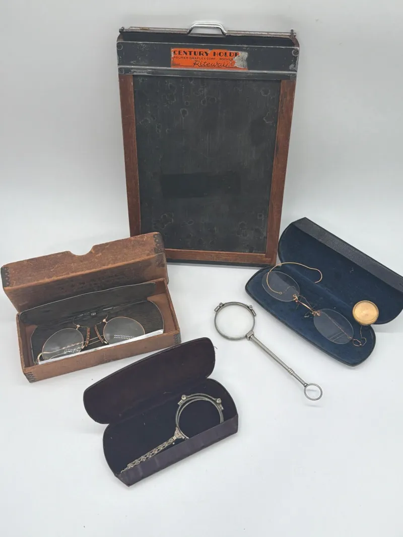 Antique Spectacles, Folding Magnifiers & Century Film Holder Lot - Newcastle Estate Collection - STERLING SILVER, GOLD TEETH, Antiques & Collectibles | Ocean Bid Auction