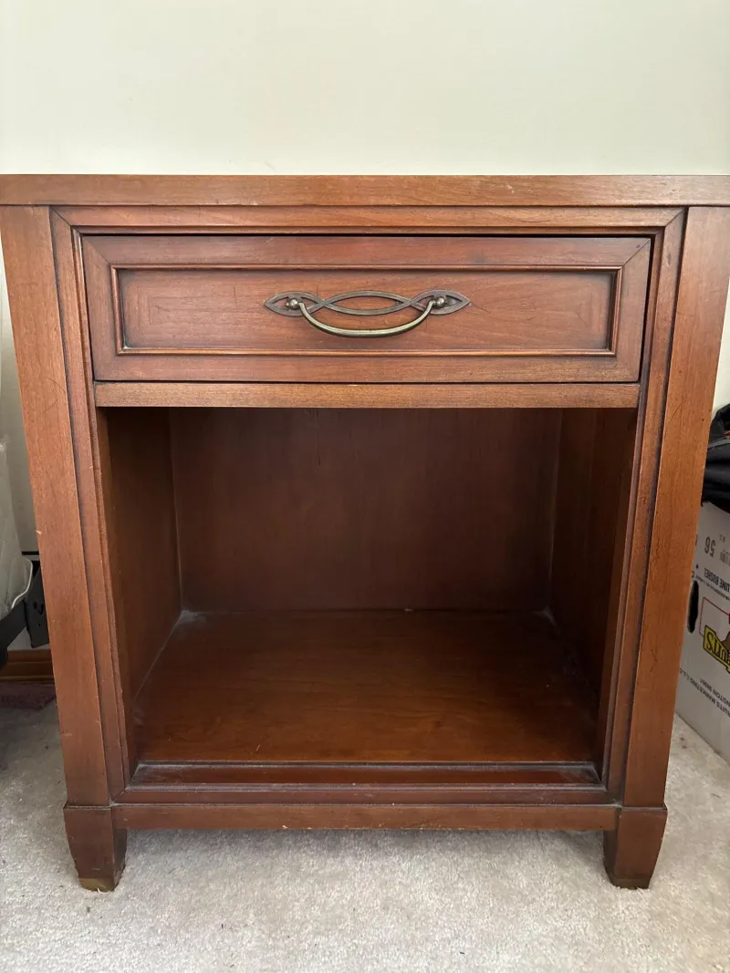 Vintage Wood Nightstand with Drawer - Newcastle Estate Collection - STERLING SILVER, GOLD TEETH, Antiques & Collectibles | Ocean Bid Auction