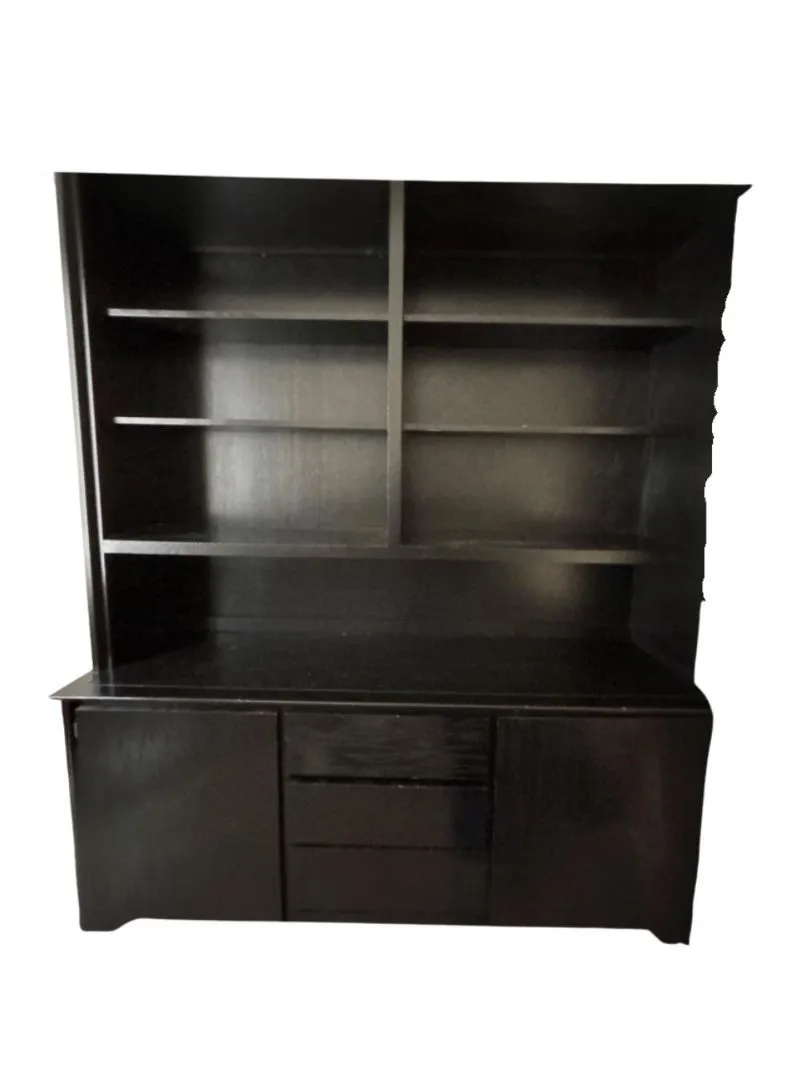 Large Black Bookcase Hutch, Storage Cabinet & Workspace Center - Newcastle Estate Collection - STERLING SILVER, GOLD TEETH, Antiques & Collectibles | Ocean Bid Auction