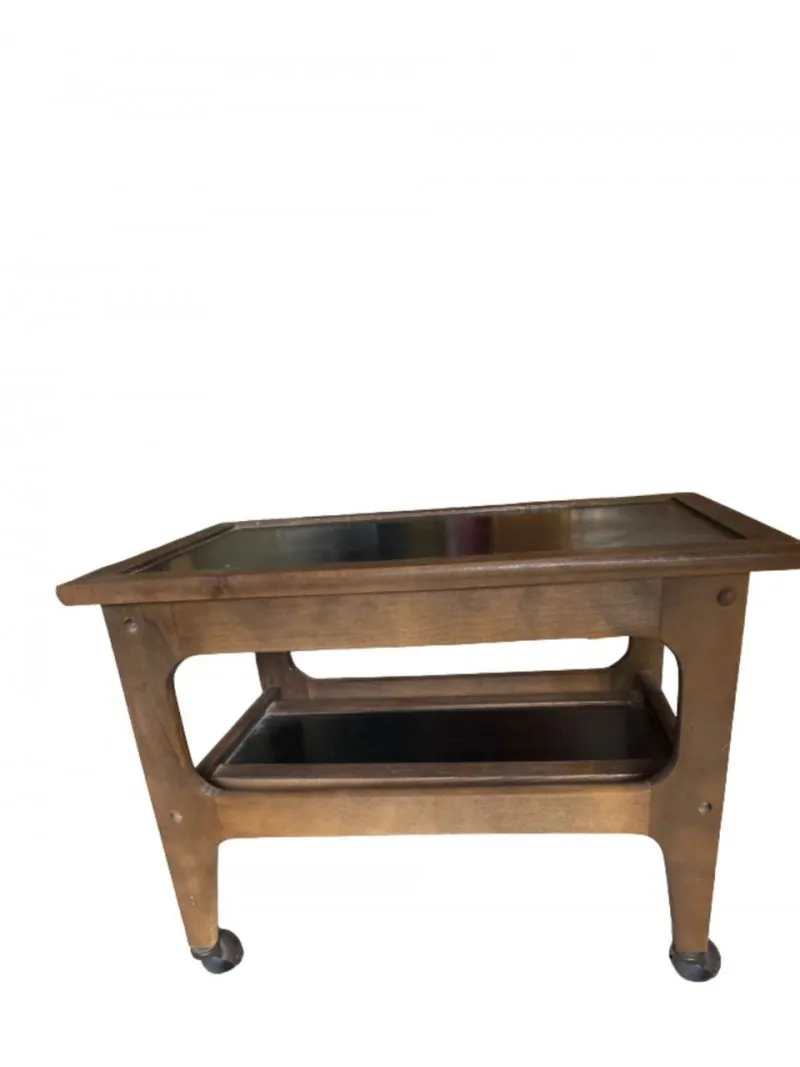 Mid-Century Rolling Coffee Table w/ Lower Shelf - Newcastle Estate Collection - STERLING SILVER, GOLD TEETH, Antiques & Collectibles | Ocean Bid Auction