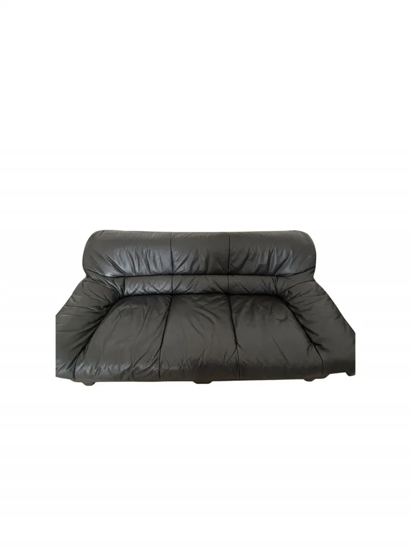 Contemporary Black Leather Sofa with Custom Raised Legs - Newcastle Estate Collection - STERLING SILVER, GOLD TEETH, Antiques & Collectibles | Ocean Bid Auction