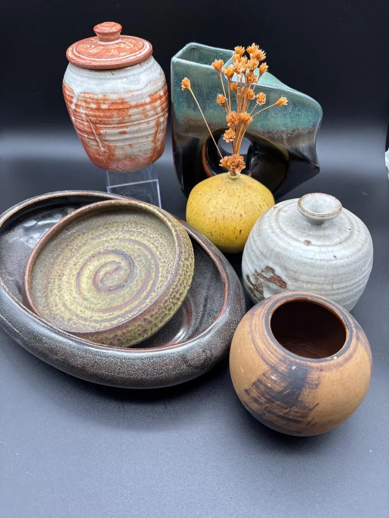 Studio Pottery Vase, Bowl, Plate & Canister Artisan Ceramic Lot - Newcastle Estate Collection - STERLING SILVER, GOLD TEETH, Antiques & Collectibles | Ocean Bid Auction