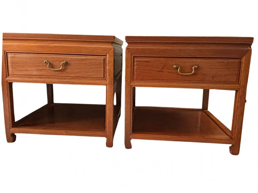 Pair of Traditional Wood End Tables with Drawer & Cabinet Storage - Newcastle Estate Collection - STERLING SILVER, GOLD TEETH, Antiques & Collectibles | Ocean Bid Auction