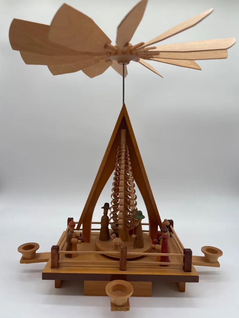 Vintage Wooden German Pyramid Candle Carousel Folk Art Display - Newcastle Estate Collection - STERLING SILVER, GOLD TEETH, Antiques & Collectibles | Ocean Bid Auction