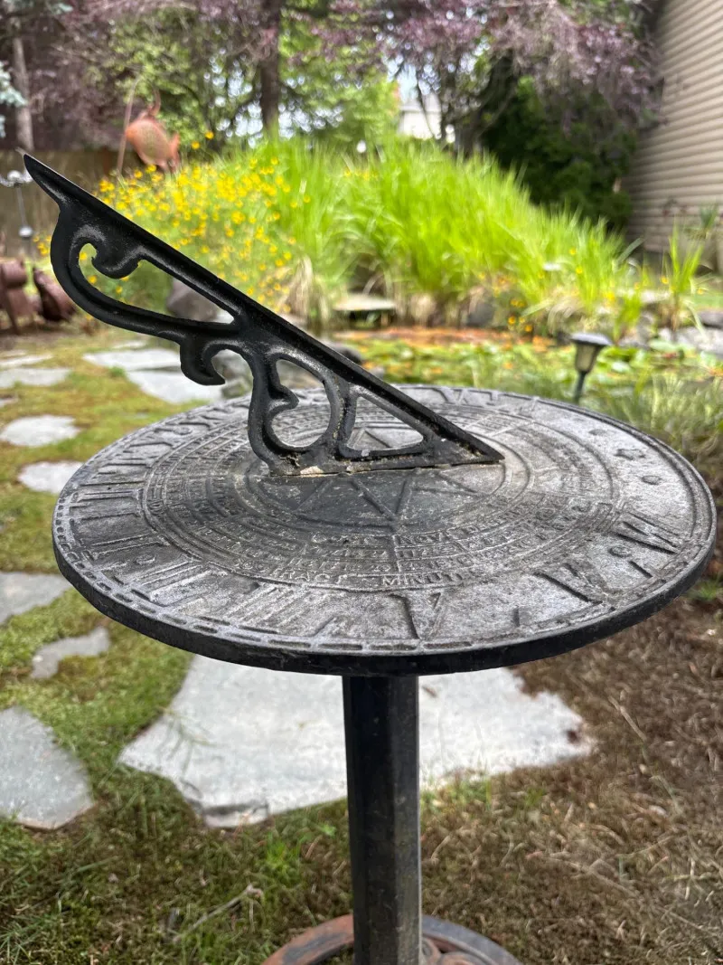 Vintage Garden Sundial with Ornate Cast Iron Base - Newcastle Estate Collection - STERLING SILVER, GOLD TEETH, Antiques & Collectibles | Ocean Bid Auction
