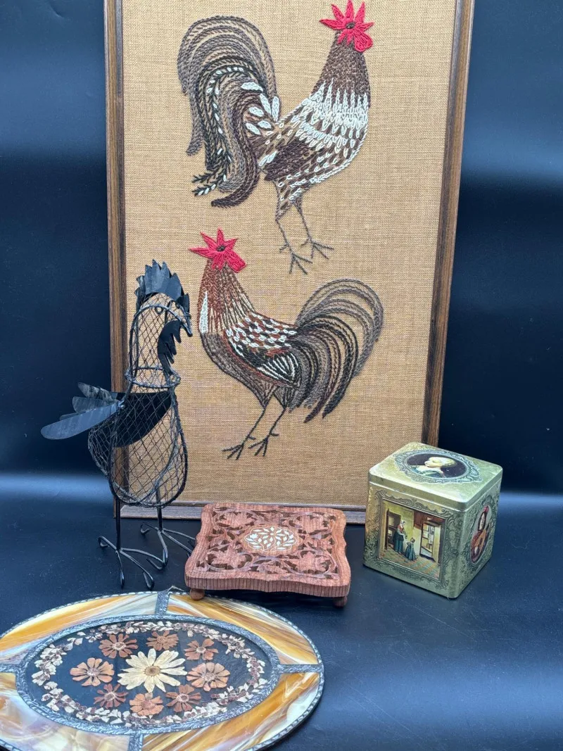 Vintage Rooster Décor Collection w/ Framed Art, Metal Sculpture & More - Newcastle Estate Collection - STERLING SILVER, GOLD TEETH, Antiques & Collectibles | Ocean Bid Auction