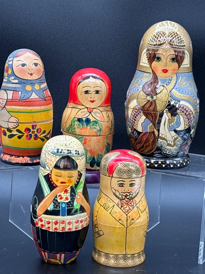 Charming Collection of Hand-Painted Russian Nesting Dolls - Newcastle Estate Collection - STERLING SILVER, GOLD TEETH, Antiques & Collectibles | Ocean Bid Auction