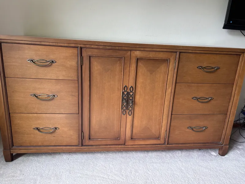 Mid-Century Modern Walnut Dresser Cabinet - Newcastle Estate Collection - STERLING SILVER, GOLD TEETH, Antiques & Collectibles | Ocean Bid Auction
