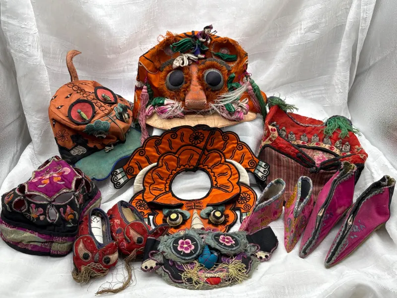 Antique Tibetan & Chinese Textiles, Masks, Shoes & Hats Lot 2 - Newcastle Estate Collection - STERLING SILVER, GOLD TEETH, Antiques & Collectibles | Ocean Bid Auction