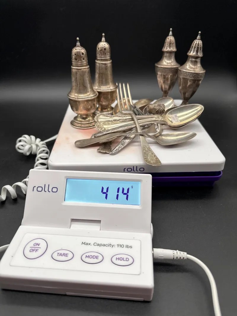 Sterling Silver Flatware & Salt/Pepper Shaker Lot – 414 Grams - Newcastle Estate Collection - STERLING SILVER, GOLD TEETH, Antiques & Collectibles | Ocean Bid Auction