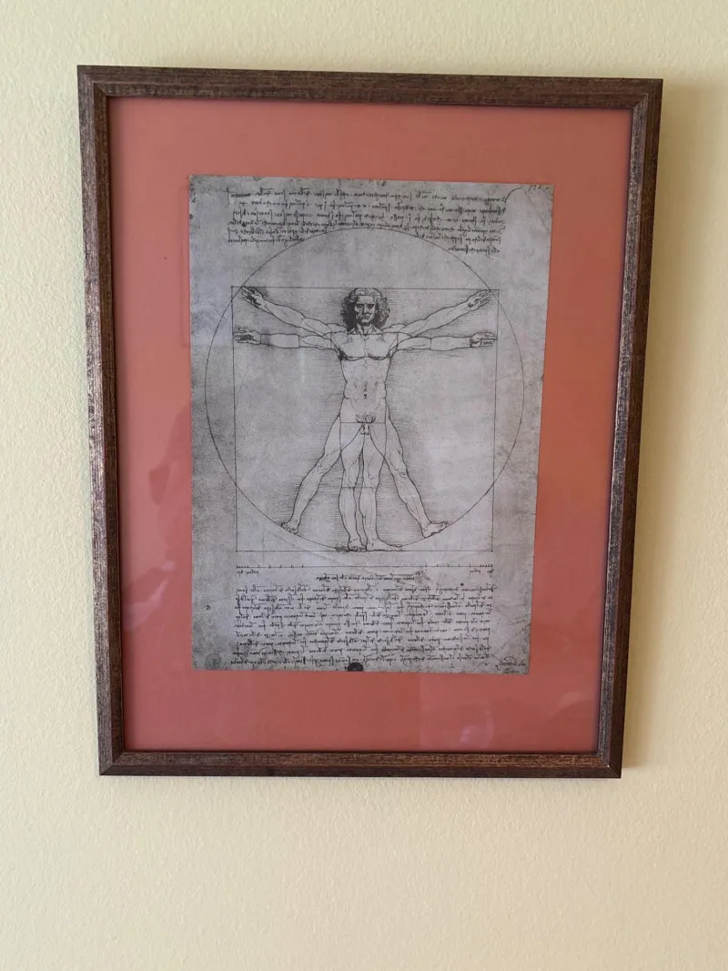 Framed Vitruvian Man Print After Leonardo da Vinci - Newcastle Estate Collection - STERLING SILVER, GOLD TEETH, Antiques & Collectibles | Ocean Bid Auction