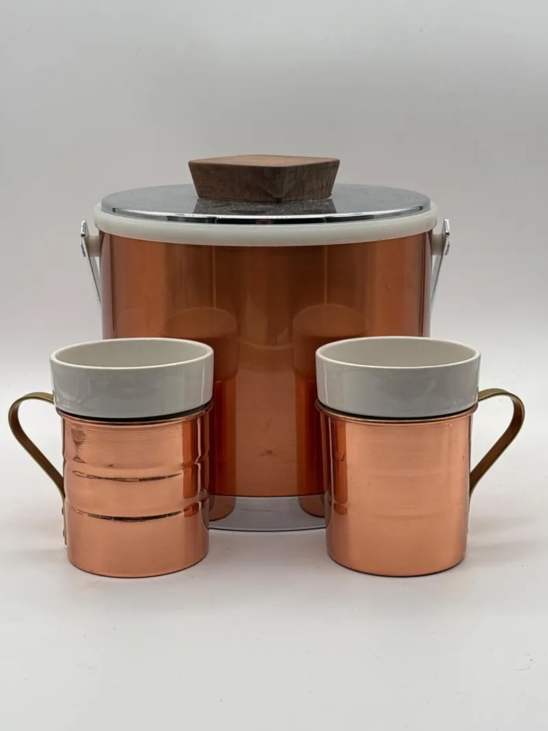 Vintage Copper Pot with Two Ceramic Mugs Set - Newcastle Estate Collection - STERLING SILVER, GOLD TEETH, Antiques & Collectibles | Ocean Bid Auction