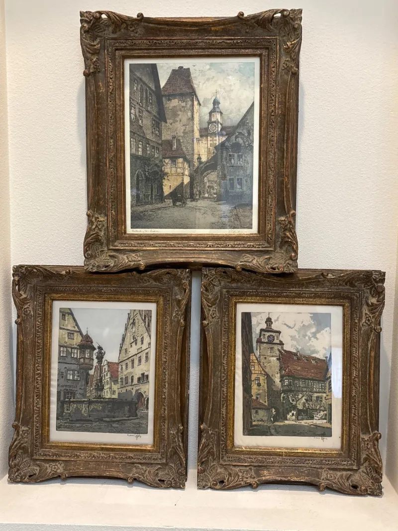 Three Signed European Architectural Prints in Ornate Frames - Newcastle Estate Collection - STERLING SILVER, GOLD TEETH, Antiques & Collectibles | Ocean Bid Auction
