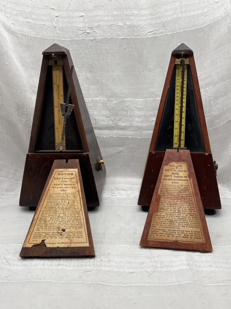 Pair of Vintage Maelzel Wooden Pyramid Metronomes – Germany - Newcastle Estate Collection - STERLING SILVER, GOLD TEETH, Antiques & Collectibles | Ocean Bid Auction