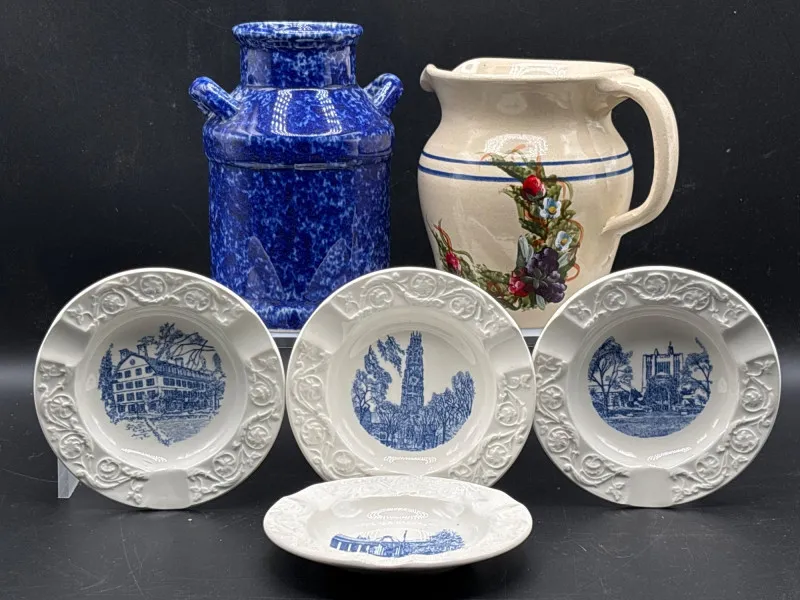 Blue & White Kitchen Set Plates Pitcher Stoneware Jar - Collector’s Dream Auction – Lladro, Murano, Coastal Decor-Anacortes and Sequim pick-ups | Ocean Bid Auction