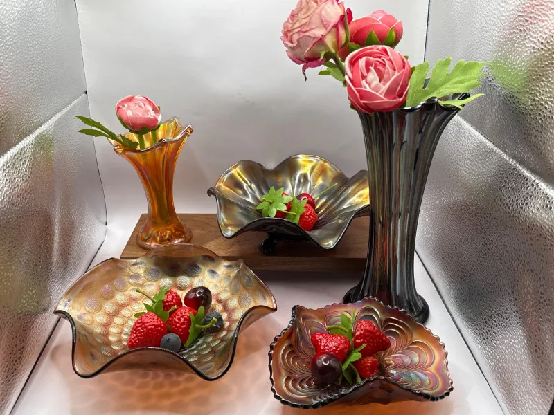 Estate Sale Carnival Glass Lot Vases Bowls Iridescent Set - Collector’s Dream Auction – Lladro, Murano, Coastal Decor-Anacortes and Sequim pick-ups | Ocean Bid Auction
