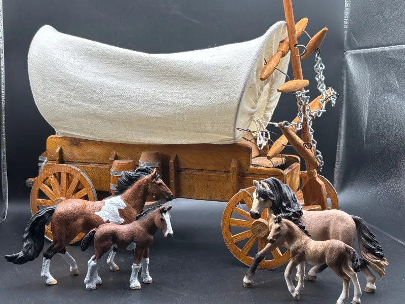 Vintage Covered Wagon w/ Horses – Wood Model Display Lot - Collector’s Dream Auction – Lladro, Murano, Coastal Decor-Anacortes and Sequim pick-ups | Ocean Bid Auction