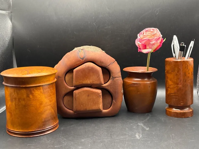 Estate Sale Vintage Wood Decor Lot Burl Vases Box Desk Set - Collector’s Dream Auction – Lladro, Murano, Coastal Decor-Anacortes and Sequim pick-ups | Ocean Bid Auction