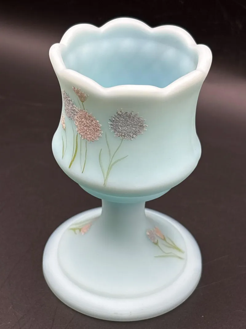 Signed Fenton Hand Painted Vase Blue Satin Glass Floral - Collector’s Dream Auction – Lladro, Murano, Coastal Decor-Anacortes and Sequim pick-ups | Ocean Bid Auction