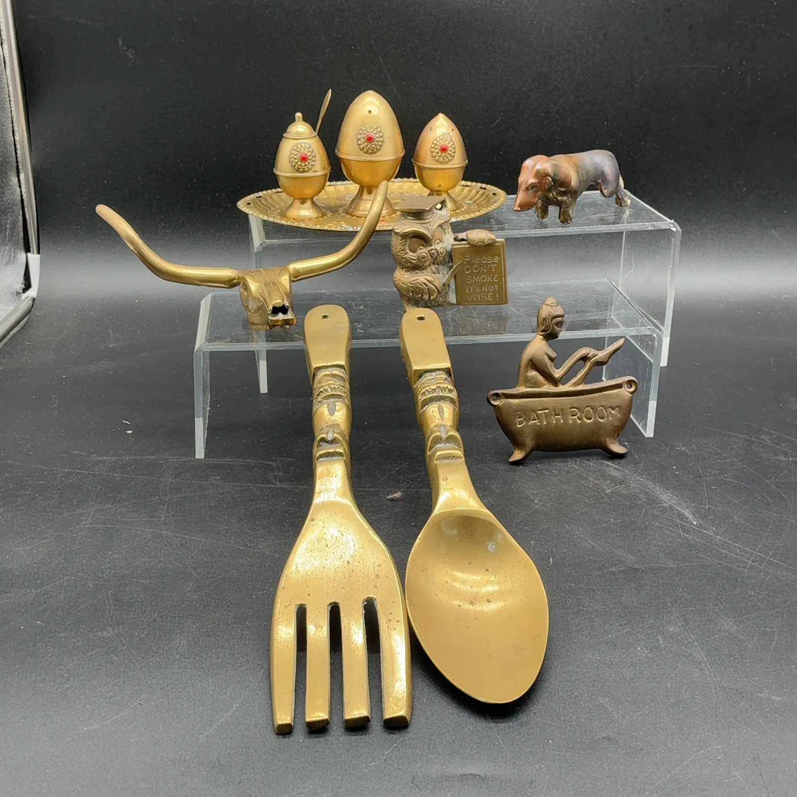 Brass Decor Lot Shakers Figurines Wall Plaques