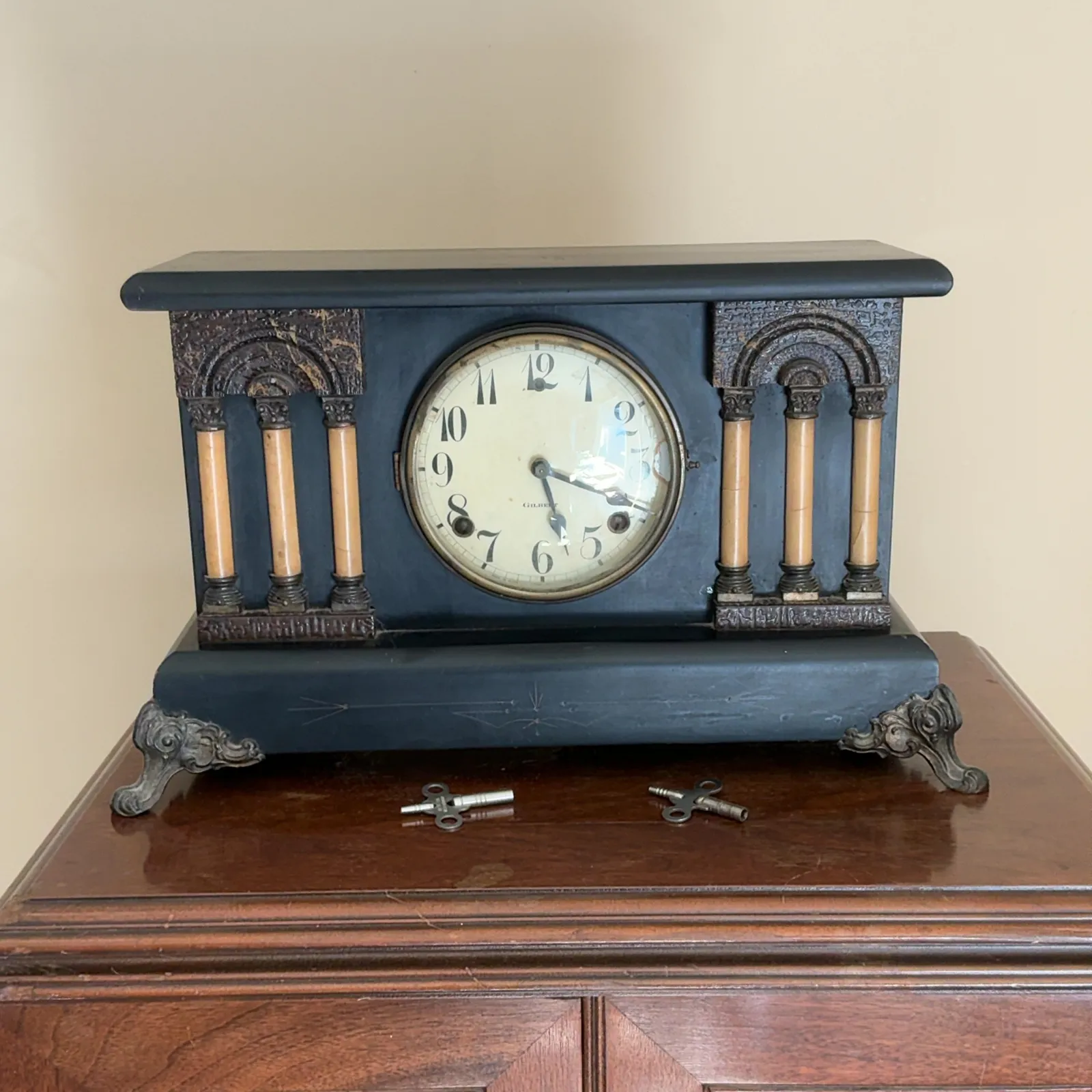 Gilbert Architectural Mantel Clock with Two Keys