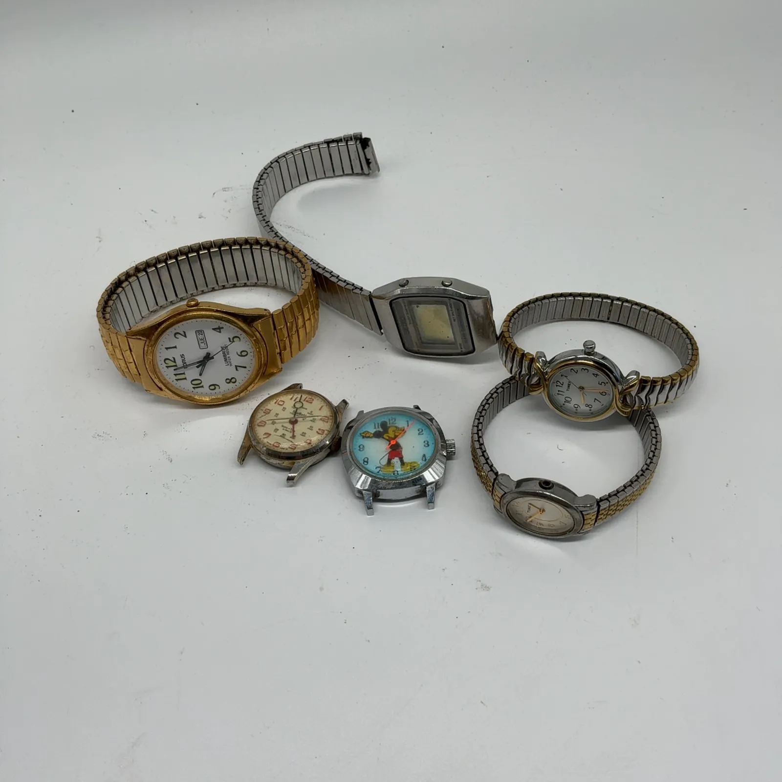 6 Vintage Watches Timex Lorus Sheffield Mickey Mouse