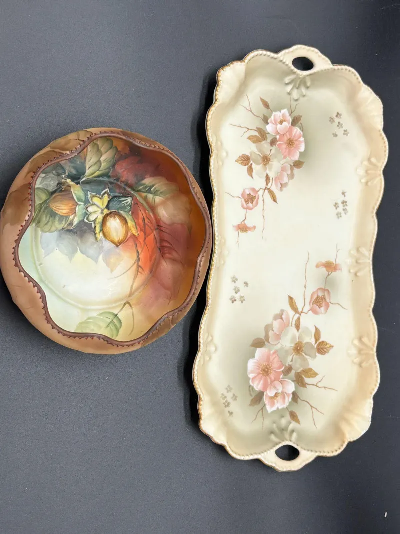 🌸 Vintage Hummel Tray & Hand-Painted Nippon Walnut Plate - Mixed Treasures Auction | Ocean Bid Auction