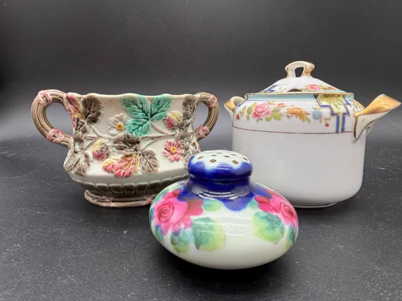 Vintage Porcelain Trio Lot – Nippon, Wedgwood & Hand-Painted Floral - Mixed Treasures Auction | Ocean Bid Auction
