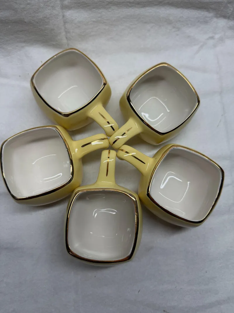 ☀️ Mid-Century Yellow Square Demitasse Set – 5 Cups & Saucers - Mixed Treasures Auction | Ocean Bid Auction