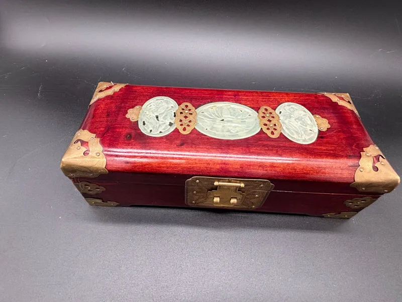 Vintage Chinese-Style Wooden Jewelry Box with Brass Hardware - Mixed Treasures Auction | Ocean Bid Auction