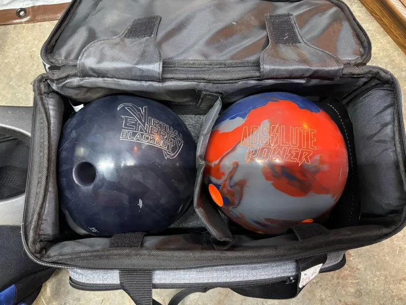 Storm & Brunswick Bowling Ball Set with 2-Ball Roller Bag, extras - Mixed Treasures Auction | Ocean Bid Auction