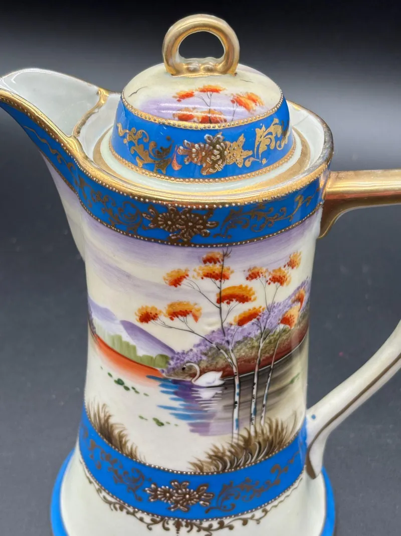 Vintage Hand-Painted Nippon Chocolate Pot – Swan Lake Scene - Mixed Treasures Auction | Ocean Bid Auction
