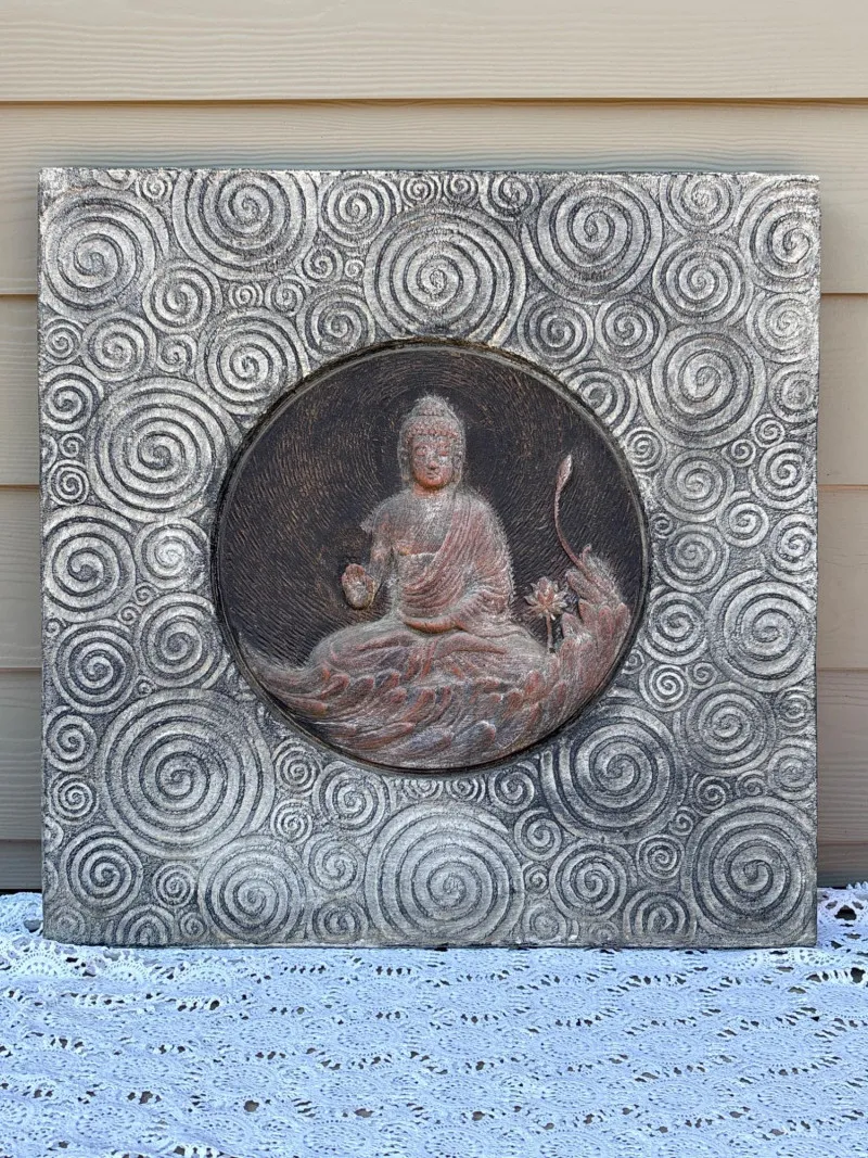 Large Heavy Buddha Wall Plaque – Textured Meditation Wall Art - Anacortes Estate Auction – Sterling Silver, Jewelry & Incredible Finds | Ocean Bid Auction