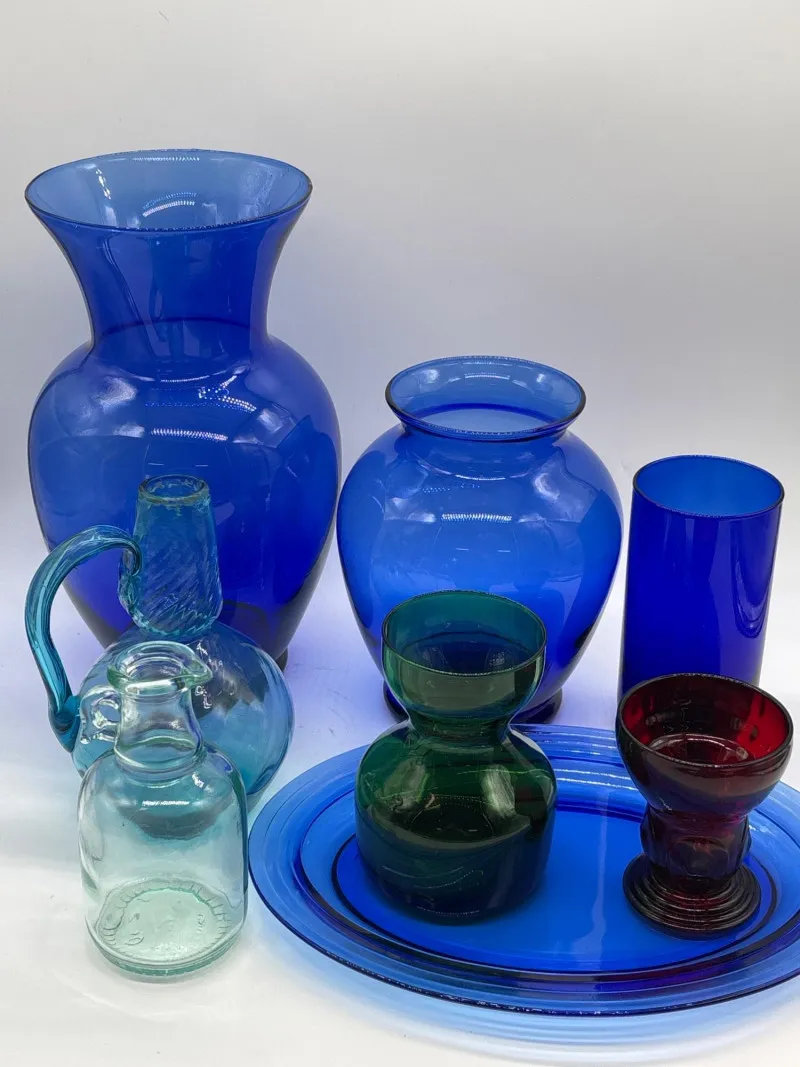 Stunning Cobalt Blue Art Glass Collection w/Vases, Tray & Accent Piece - Anacortes Estate Auction – Sterling Silver, Jewelry & Incredible Finds | Ocean Bid Auction