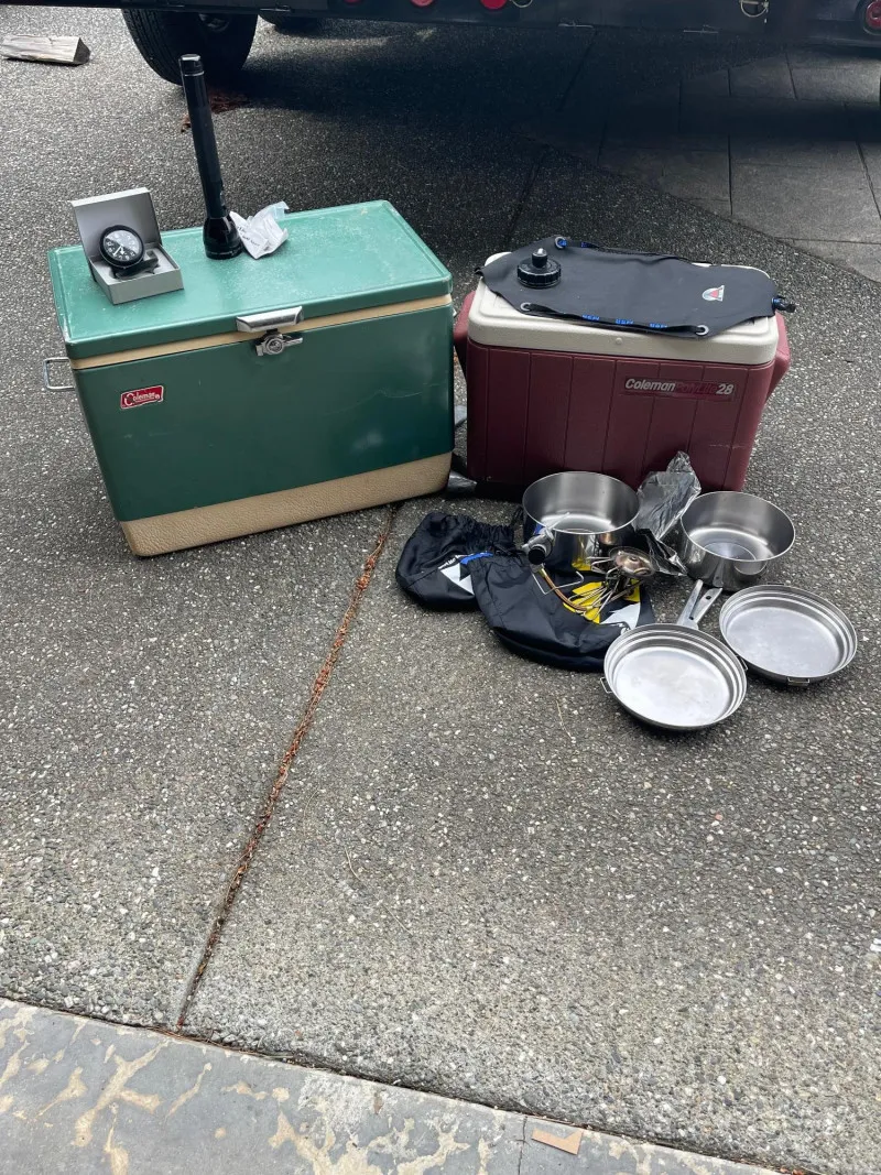 Coleman Coolers Camping Cookware & Outdoor Gear Lot - Anacortes Estate Auction – Sterling Silver, Jewelry & Incredible Finds | Ocean Bid Auction