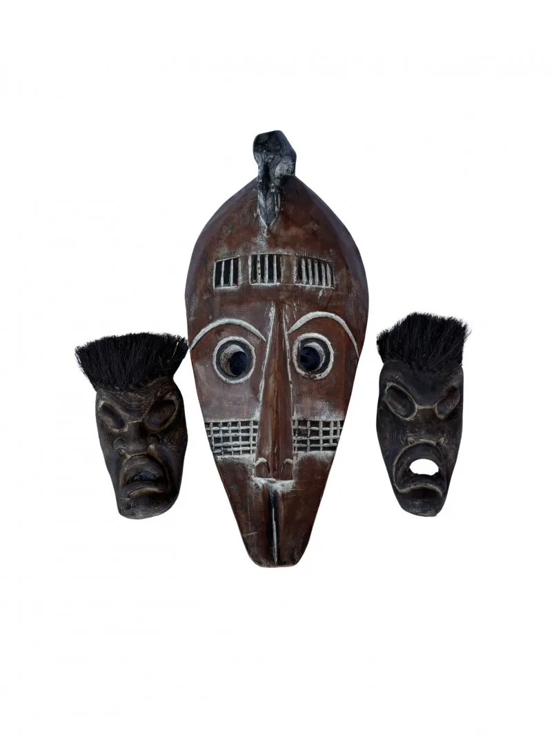 Handcrafted Tribal Wall Mask Collection – Set of 3 - Anacortes Estate Auction – Sterling Silver, Jewelry & Incredible Finds | Ocean Bid Auction
