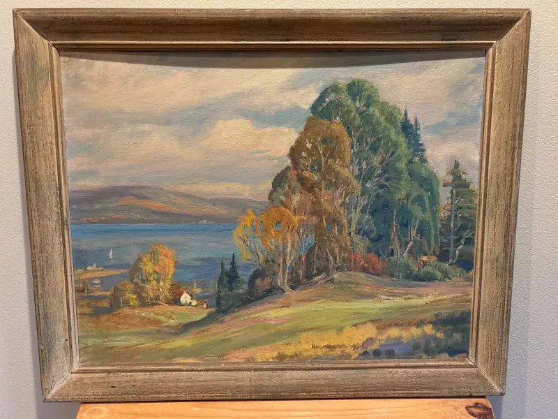 Framed Landscape Oil Painting – Lakeside Countryside Scene - Anacortes Estate Auction – Sterling Silver, Jewelry & Incredible Finds | Ocean Bid Auction