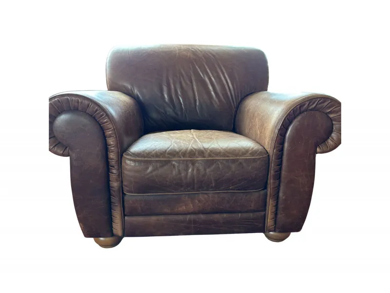 Leather Club Chair and Matching Ottoman - Anacortes Estate Auction – Sterling Silver, Jewelry & Incredible Finds | Ocean Bid Auction